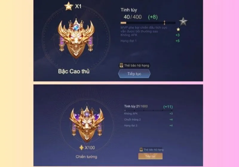 Các mức rank trong mobile legend